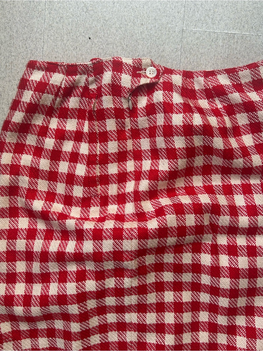 VTG 1980s Liz Claiborne Gingham Skirt Sz 10 Red White Checked Rayon Silk Lined - Picture 6 of 11